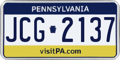 PA license plate JCG2137