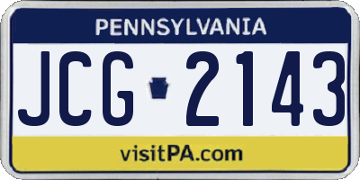 PA license plate JCG2143