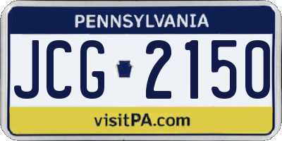 PA license plate JCG2150