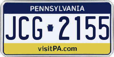 PA license plate JCG2155