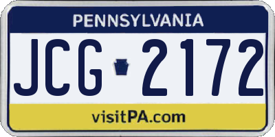 PA license plate JCG2172