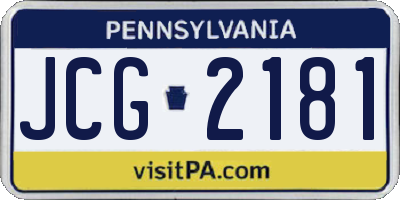 PA license plate JCG2181