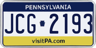 PA license plate JCG2193