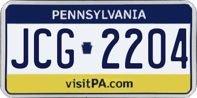 PA license plate JCG2204