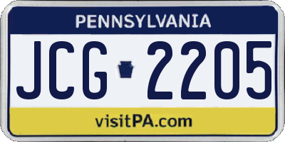 PA license plate JCG2205