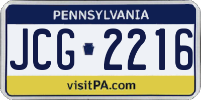 PA license plate JCG2216