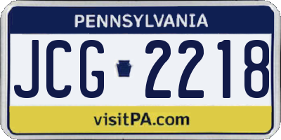 PA license plate JCG2218