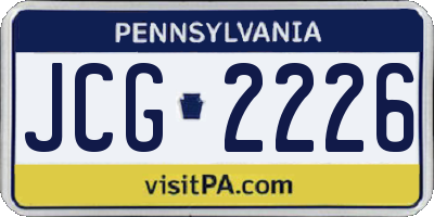 PA license plate JCG2226