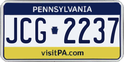 PA license plate JCG2237