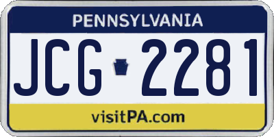 PA license plate JCG2281