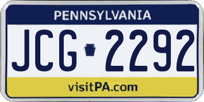 PA license plate JCG2292