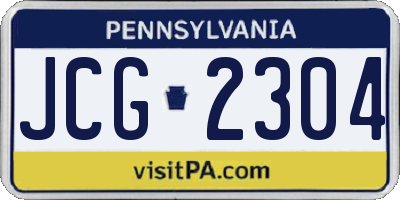 PA license plate JCG2304