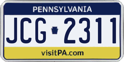 PA license plate JCG2311