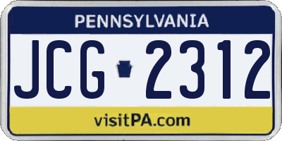 PA license plate JCG2312