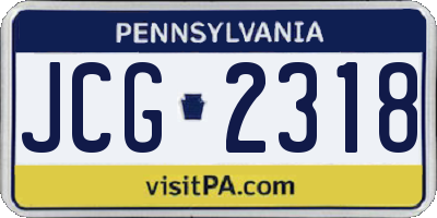 PA license plate JCG2318