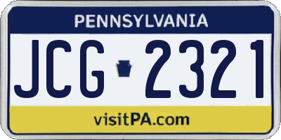 PA license plate JCG2321