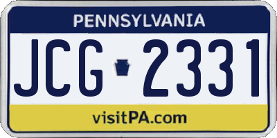 PA license plate JCG2331
