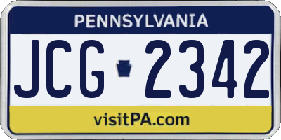 PA license plate JCG2342