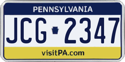 PA license plate JCG2347