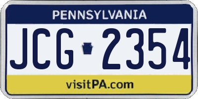 PA license plate JCG2354
