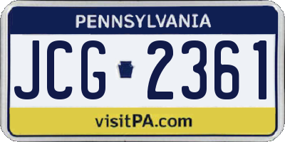 PA license plate JCG2361