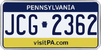 PA license plate JCG2362