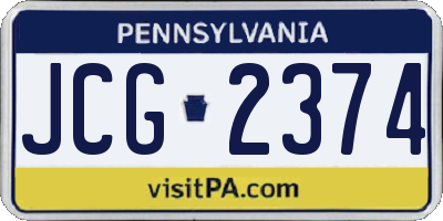 PA license plate JCG2374
