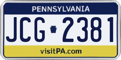 PA license plate JCG2381