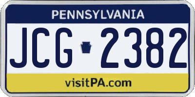 PA license plate JCG2382