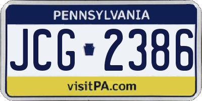 PA license plate JCG2386
