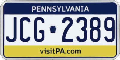 PA license plate JCG2389