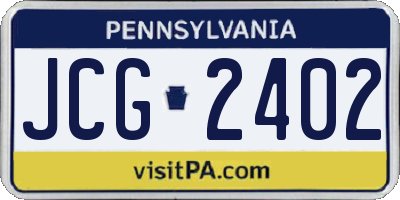 PA license plate JCG2402