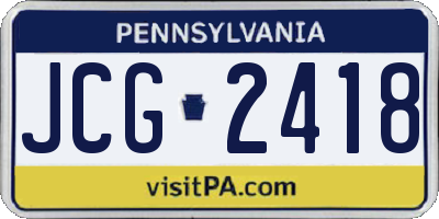 PA license plate JCG2418