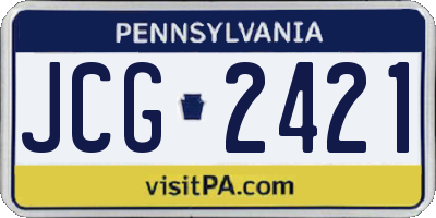 PA license plate JCG2421