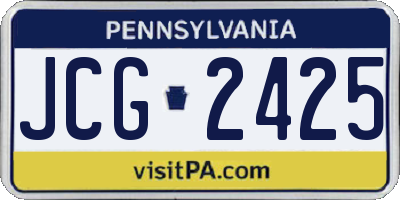 PA license plate JCG2425