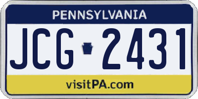 PA license plate JCG2431
