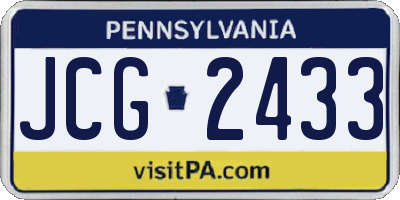 PA license plate JCG2433