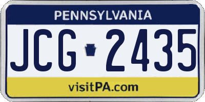PA license plate JCG2435