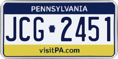 PA license plate JCG2451