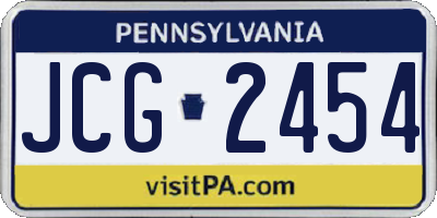 PA license plate JCG2454
