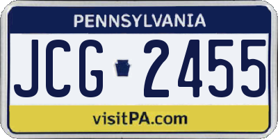 PA license plate JCG2455
