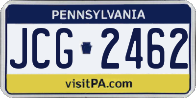 PA license plate JCG2462