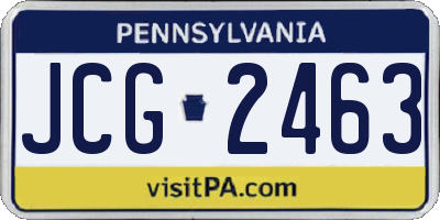 PA license plate JCG2463