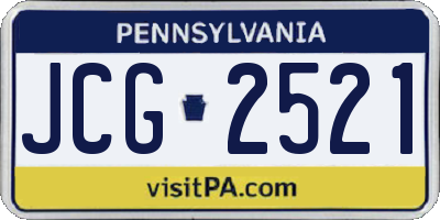PA license plate JCG2521