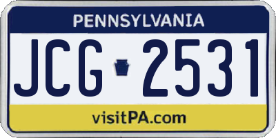 PA license plate JCG2531