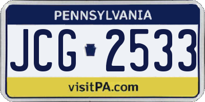 PA license plate JCG2533