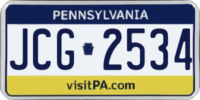 PA license plate JCG2534