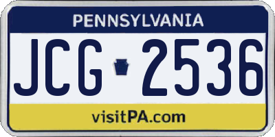 PA license plate JCG2536