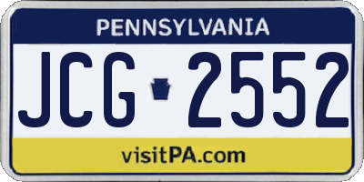 PA license plate JCG2552