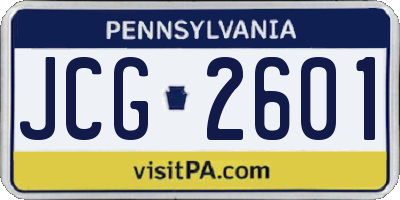 PA license plate JCG2601